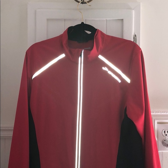brooks running jacket red